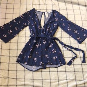 Blue floral romper
